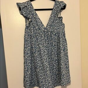 Blue Floral Sleeveless Dress